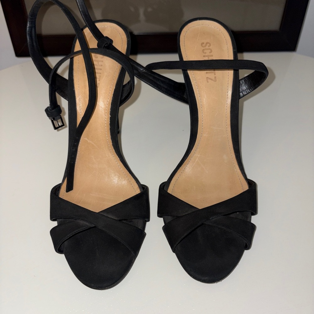 SCHUTZ Black Strappy Heels